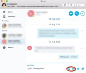 Either drag and drop a file into the chatbox or click on the icons to open the documents folder on your computer and choose a file to share.
