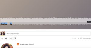 Souncloud displays recordings as a wave. You click on the wave where you want to leave a comment, or in this case write what you hear i.e. do a dictation exercise to test and develop your listening skills.