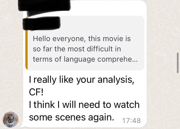 Rosa reaction to CF analysis